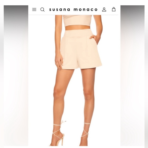 NWT Susana Monaco Blanched Almond High Waist Tailored  Comfortable Shorts - Picture 1 of 15